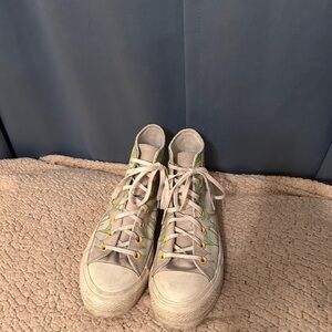 Converse CTAS Hi Lift Crafted Florals WMNS Platform Sneakers A00652C, US W 8